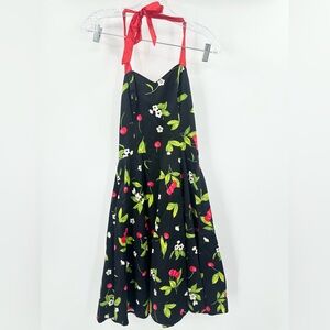 Hearts & Roses London Vintage Inspired 50's Swing Dress Cherry Print Size 10